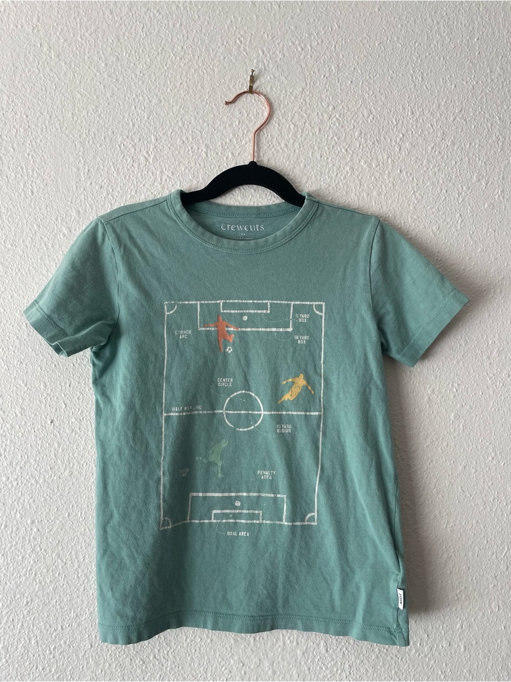 Crewcuts Factory Soccer Field Graphic Kids Small 6-7 Green Short Sleeve T Shirt